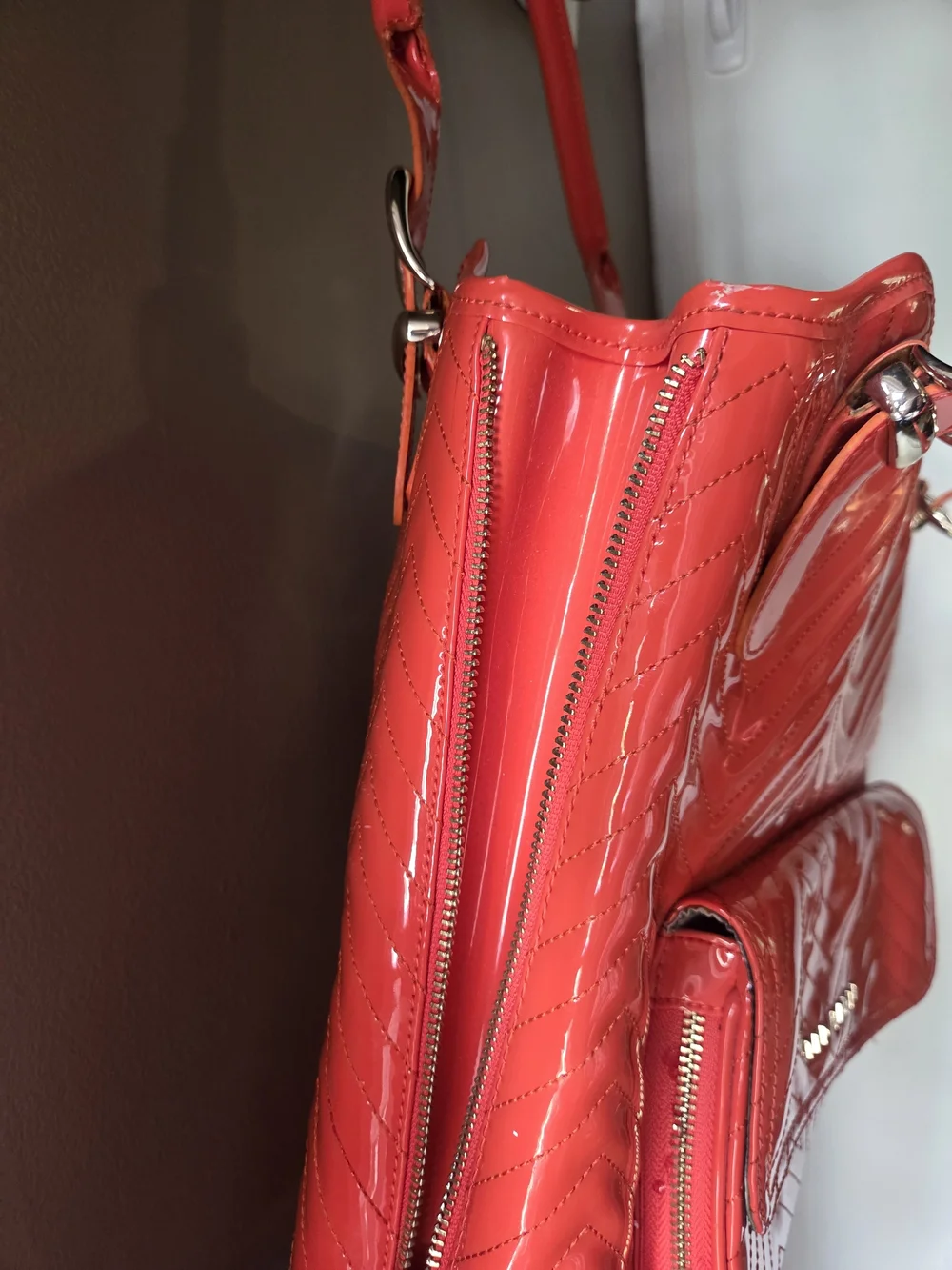 Ted Baker Orange Patent Chevron Tote Bag